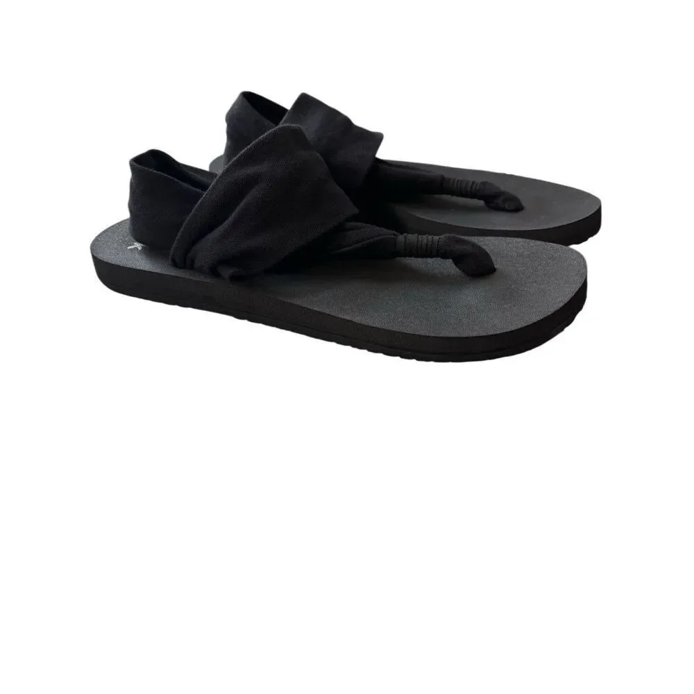 Sanuk Yoga Sling Sandal Black Womens slip on Size 8